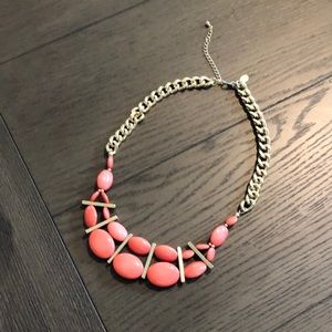 Charming Charlie Coral and Gold Statement Necklace